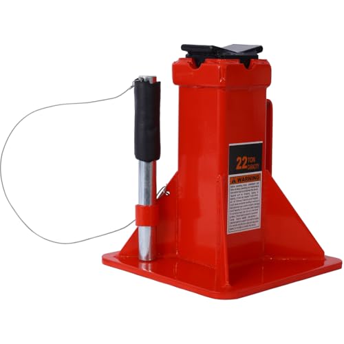 22-Ton Heavy-Duty Jack Stands, Adjustable Steel Support with Locking Pin, Professional Automotive Stand for Trucks, SUVs, and Vehicles, 44,000 lbs Capacity, 1 Pair (Red + Steel) - color: Red + Steel