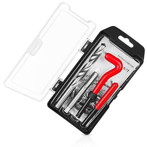 15PCS Helicoil Metric Thread Repair Insert Kit M12*1.75mm Bits | with HSS Drill Bits, Rethreading Inserts Tool Set for Damaged Thread Repairing (Red) - size: Metric,M12×1.75mm