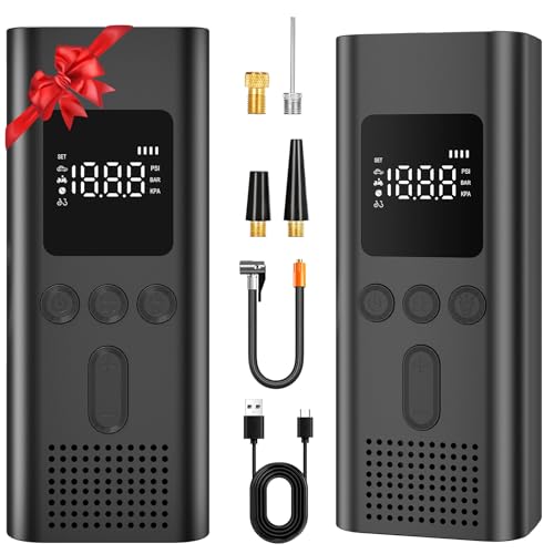 Tire Inflator Portable Air Compressor, 150 PSI Fast Inflation Cordless Air Pump with LED Light, Auto Shut-Off, Rechargeable Battery for Car, Motorcycle, Bike, and Sports Balls(2 piece) - size: 2 Pack