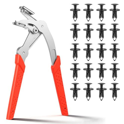 Professional Car Clip Pliers, Non-Destructive Auto Fastener Rivet Remover with 20Pcs 8mm Rivets, Stainless Steel Panel Clip Removal Pliers for Door Panels, Trim Clips, Rivets, and Interior Panels