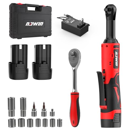 NAWIN 16.8V Electric Ratchet Wrench, 3/8" cordless ratchet with 2 Batteries, 40 Ft-lbs, Ultimate Mechanic Tool Set, Ratchet Wrench 3/8", Power Ratchet Tool Kit (Extended Cordless Ratchet)
