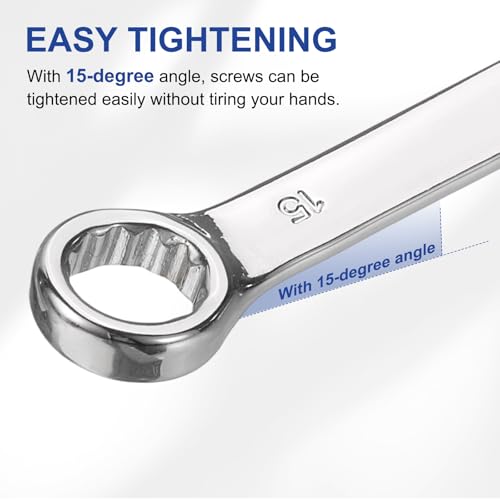 HARFINGTON 2Pcs Combination Wrench 14mm Metric 12-Point Box and Open End 45# Carbon Steel Double Ended Spanner Tool for Automotive Pipe Furniture Machinery DIY Repair, Silver White - size: 14mm