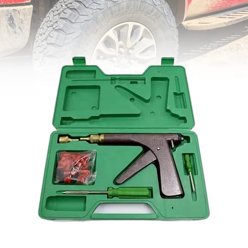 MotorGod 35-Piece Tubeless Tire Repair Kit – Mushroom Plug Gun Tool with 30 Plugs & Hard Case – Heavy Duty Flat Tire Puncture Repair for Car, Truck, SUV, Motorcycle, ATV, UTV, RV, Trailer & Tractor