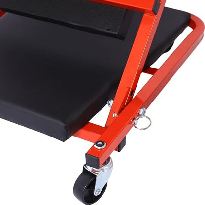 Mechanic Creeper Garage Gift 36" Z Creeper Seat 2 in 1 Mechanic Gifts 300 lbs Capacity Low Profile Creeper with 6 pcs Wheels in Garage Shop for Fathers Day Tool Gift red