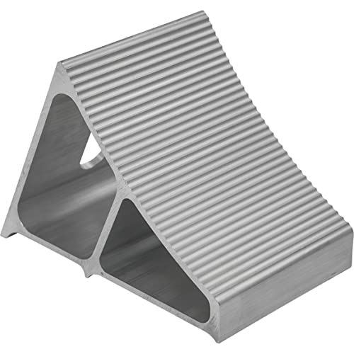 Buyers Products WC7118A Aluminum Wheel Chock with Ribbed Slope, 6 x 8.75 x 5.86 Inch, Added Security for Chocking Semi Trailers and Trucks, Ideal for Snow and Ice Conditions