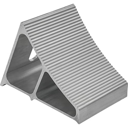 Buyers Products WC7118A Aluminum Wheel Chock with Ribbed Slope, 6 x 8.75 x 5.86 Inch, Added Security for Chocking Semi Trailers and Trucks, Ideal for Snow and Ice Conditions