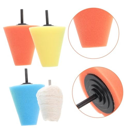 STOBAZA 4pcs Conical Sponge Buffing Polishing Kit for Car Detailing Drill Polishing Cones Wheel Hub Pads for Scratch Removal and Cleaning