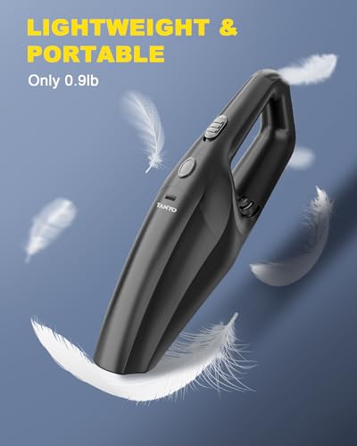 TANYO Handheld Car Vacuum Cordless, 8000PA High Power, for Car Home Office | Powerful Suction, 0.36kg Ultra-Light, 3-4H Fast Charge, 20min Runtime, 12V Car Charger, 2 HEPA, Pet & Dust
