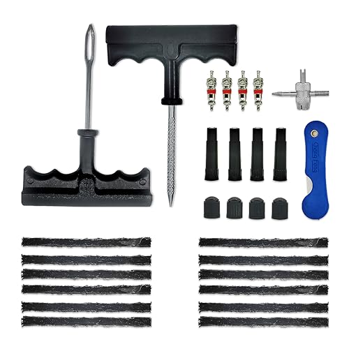 TT-M29 TubelessTire Repair Kits-29 PCS Universal,Upgrade T-HandleTyre Plug Kit Emergency Puncture Repair Kit for Cars Motorcycles… - size: 29 PCS