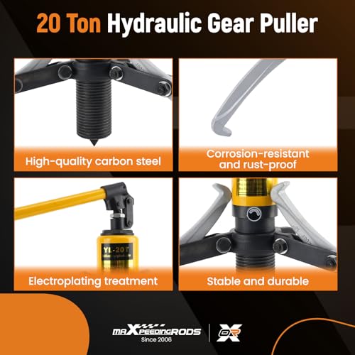 maXpeedingrods 20T Hydraulic Gear Puller, Hydraulic Wheel Bearing Puller Kit, 2 or 3 Jaws Puller, Bearing Hub Separator, Heavy Duty Hydraulic Puller Separator Tool - style: 2 or 3 Jaws
