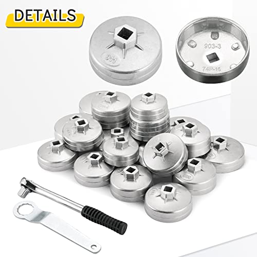 23PCS Oil Filter Removal Tool | Oil Filter Removal Cap Wrench Socket Tool Set 1/2" Automotive Removal Garage Tool