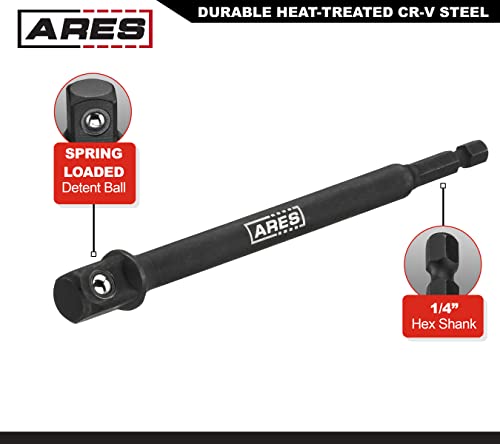ARES 22023-6-Inch Impact Grade Socket Adapter Set - Turns Impact Drill Driver into High Speed Socket Driver - 1/4-Inch, 3/8-Inch, and 1/2-Inch Drive - size: 6-Inch Socket Adapter