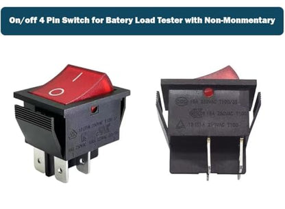 2 Pcs On/Off Switch Fits Batery Load Tester Compatible with Schum-acher BT-100 Compatible with Voltmeter no More Than 100Amp 4 Pin Rocker Switch with Red Light 16A 250VAC/125VAC