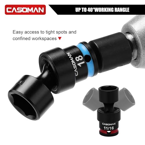 CASOMAN 153-Piece 1/4" & 3/8" & 1/2" Drive Master Impact Socket Set with Case, Professional Standard and Deep Socket Tool Set, 6 Point, SAE and Metric Sizes - size: 1/4" & 3/8" & 1/2" Drive