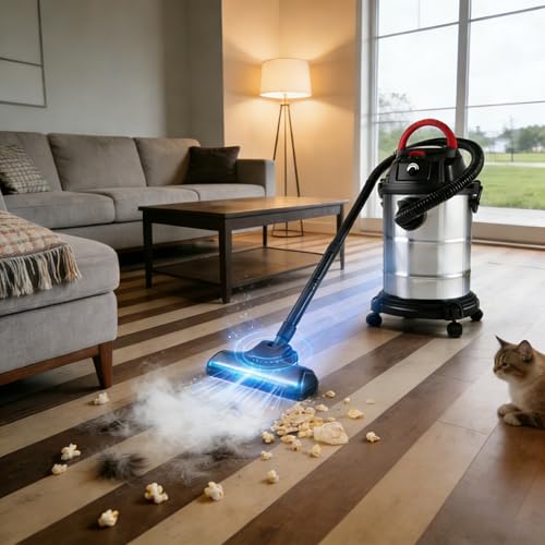 Wet Dry Vac 5 Gallon, 4.3 Peak HP 3-in-1 Shop Vacuum with Blowing Function, 32mm Caliber Stepless Speed Regulation, for Home Car Garage Carpet Upholstery Hard Floor (Black)