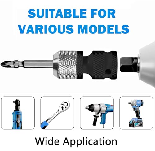 2PCS 1/2 inch Square Drive to 1/4 inch Hex Socket Adapter - CrMo Steel Quick Release Chuck Converter for Impact Wrench Air Tools & Electric Drill