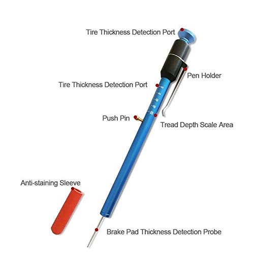 2 in 1 Brake Pad Thickness Gauge Tire Tread Depth Indicator Measuring Pen