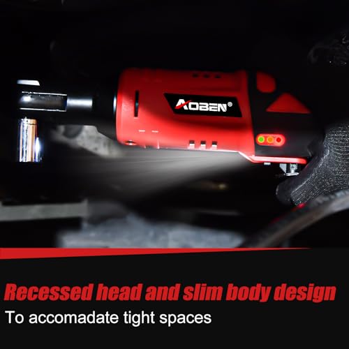 AOBEN Cordless Ratchet Wrench Kit,3/8" ratchet,40 Ft-lbs Electric Power Ratchet Set with Variable Speed Trigger,2 Packs 2000mAh Lithium-Ion Battery And Charger,83 Sockets - style: AB733-1TMAX