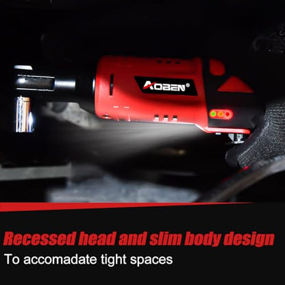 AOBEN Cordless Ratchet Wrench Kit,3/8" ratchet,40 Ft-lbs Electric Power Ratchet Set with Variable Speed Trigger,2 Packs 2000mAh Lithium-Ion Battery And Charger,83 Sockets - style: AB733-1TMAX