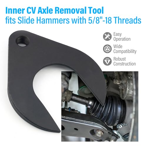 63mm Inner CV Axle Puller Removal Tool with Nut, Front Wheel Drive Axle Pulley Attachment, CV Joint Fork Adapter Fits Slide Hammers with 5/8"-18 Threads, CV Joint Axle Removing Tool - size: 63cm