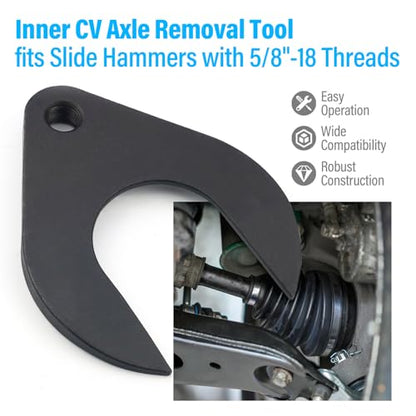 63mm Inner CV Axle Puller Removal Tool with Nut, Front Wheel Drive Axle Pulley Attachment, CV Joint Fork Adapter Fits Slide Hammers with 5/8"-18 Threads, CV Joint Axle Removing Tool - size: 63cm
