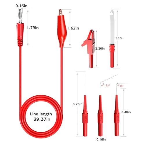Back Probe Kit 30PCS,Banana Plug to Copper Alligator Clip Automotive Test Leads Set with Alligator Clips, Wire Piercing Probes,30V Back Probe Pins for Automotive Circuit Electrical Diagnostic Testing - color: Red