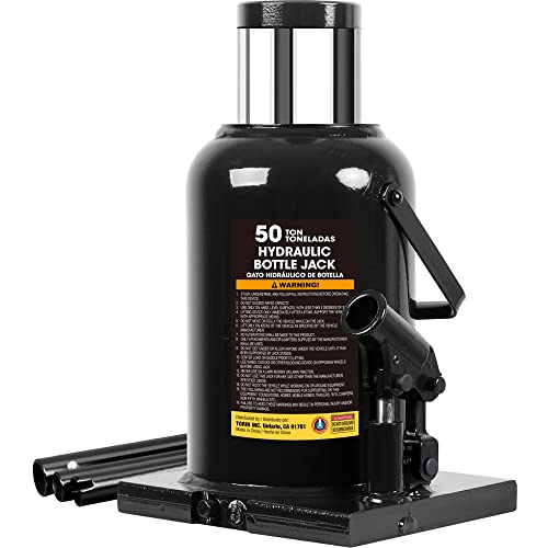 Torin 50 Ton (100,000 LBs) Capacity Low Profile Hydraulic Welded Heavy Duty Bottle Jack, AT95007B , Black - size: 50 Ton (100,000 LBs), style: Standard