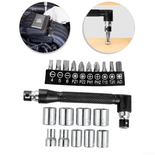 21-Piece Mechanic's Tool Kit Socket Screwdriver Set Dual-Head T-Wrench Compact Portable Steel Alloy Bits for Automotive Bike Furniture Repair