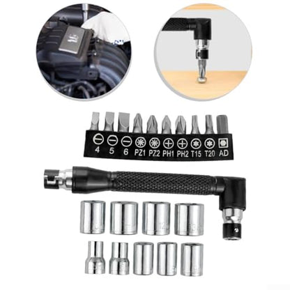 21-Piece Mechanic's Tool Kit Socket Screwdriver Set Dual-Head T-Wrench Compact Portable Steel Alloy Bits for Automotive Bike Furniture Repair