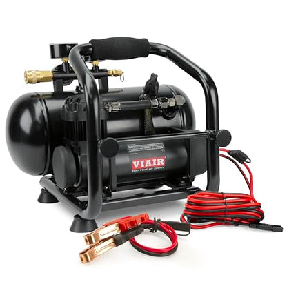 VIAIR 380C Plug-N-Play Compressor, 12V, 1.5 gallon tank, 200 PSI Rated with Alligator Clamps, for nailing, air tools, tire inflation - style: Battery Clamps