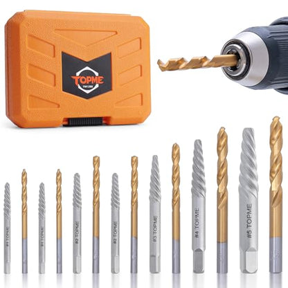 14PCS Easy Out Screw Extractor Set and Left-Hand Drill Bit Set | Stripped Screw Extractor Set for Removing Damaged Screws, Broken Bolts, Studs - color: 14 Pieces