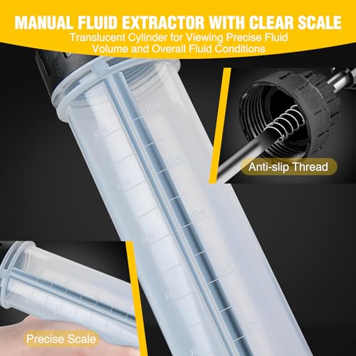 GOOACC Oil Extractor Pump, 500CC Fluid Extractor Automotive Manual Fuel Suction & Filler Pump with Extension Hose Syringe Vacuum Pump, Brake Fluid Extractor for Oil Change Extraction Transfer (500ml) - size: 500CC Manual