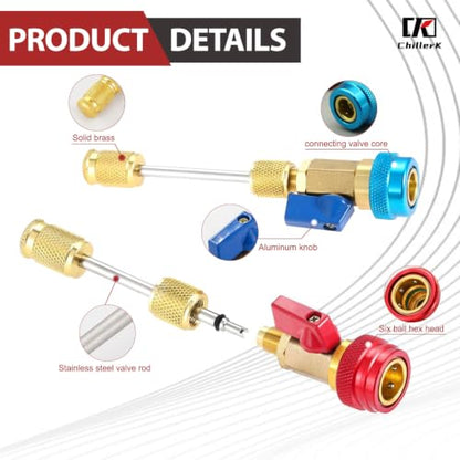 2 Pack R134A Valve Core Quick Remover Installer Tool,High Low Pressure Valve Core Remover Tools Kit for R13A Refrigerant Air Conditioner System - size: 2pcs R134A