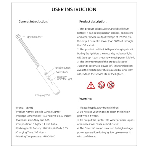 VEHHE Candle Lighter, Electric Rechargeable Arc Lighter with LED Battery Display Long Flexible Neck USB C Lighters for Light Candles Gas Stoves Camping Barbecue - color: Black