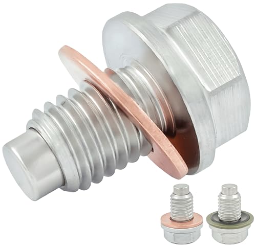 1PC M12x1.75 Stainless Steel Magnetic Oil Drain Plug, fit for Ford GMC Buick Cadillac Replace 11519933, 11562588, EJ7Z-6730-A, EJ7Z6730B, 090-936CD, 090-091, 65430, 090-175CD, 090-175, 653096US, 65372 - size: M12x1.75