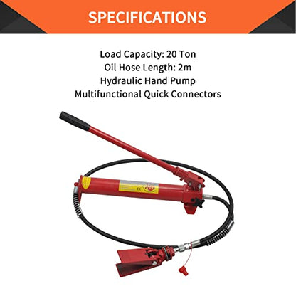 20 Ton Porta Power Hydraulic Jack 2M(78.7in) Welded Car Bottle Auto | Body Frame Repair Kit Air Pump Lift Ram for Load Truck Bed Unloader Farm and Oil Hose Hydraulic Ram Equipment Construction - size: 20 Ton