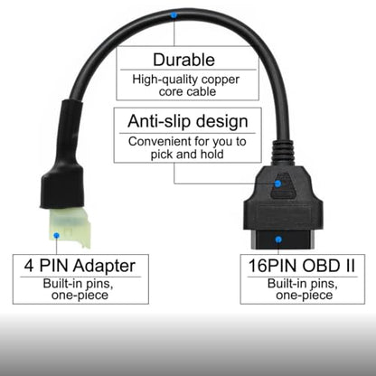 OBD2 OBDII 4 Pin Plug Diagnostic Cable Adapter Compatible with Honda Motorcycle - color: per Honda 4Pin