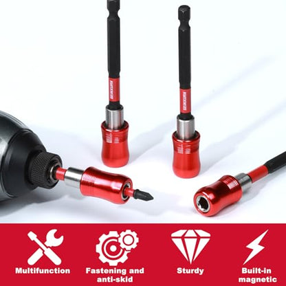 Geinxurn 12” Impact Screwdriver Bit Holders, 5PCS Magnetic Extension Quick-Change Socket Drill Bit Holder Cr-V SteelHex Shank Quick Release Drill Bit Guide - size: 12"
