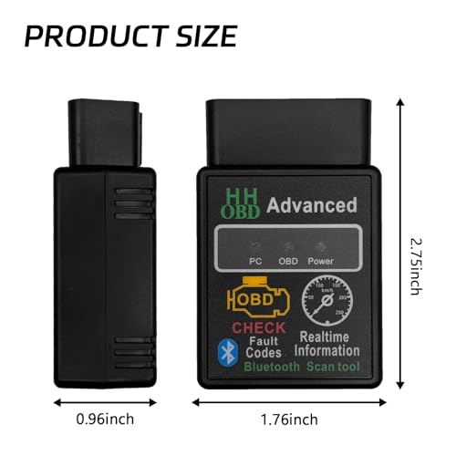 Bluetooth OBD2 Diagnostic Tool, OBD2 Scanner for Car, Wireless ELM327 V2.1 Code Reader, Reset & Clear Engine Fault Code Scanner with Exclusive App, Universal for iOS Android Windows (Black)