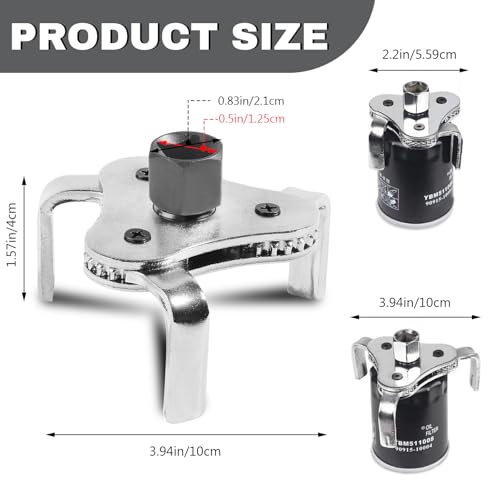 Oil Filter Wrench Tool, Adjustable 3 Jaw 2 Way Oil Filter Remover Tool from 2-1/2 Inch to 4.5 Inch, Universal Car Accessories Oil Filter Tool for Most Cars Trucks