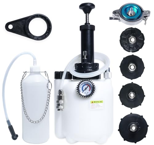 3L Manual Brake Bleeder Kit with 1L Bleeder Bottle & 5 Master Cylinder Adapters, Universal One-Person Operation Brake Fluid Vacuum Pump for Most Vehicles (Includes 43mm Adapter) - size: 5 Adapters