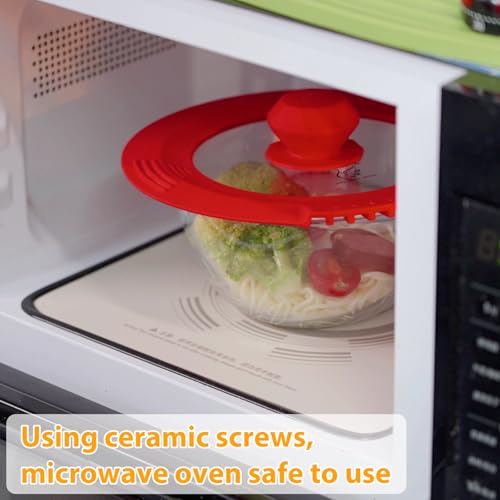 Tempered Strainer Lid for Stockpot Pot Pasta Soup Pot with Heat Resistant Silicone Rim Glass Universal Pan Lids Pour Spout Water Oil Microwave Safe Fit 6.5-7-7.5-8 inch and 10-10.5-11-11.5-12 inch - color: Light Grey, size: 6.5-7-7.5-8 and 10-10.5-11-11.5