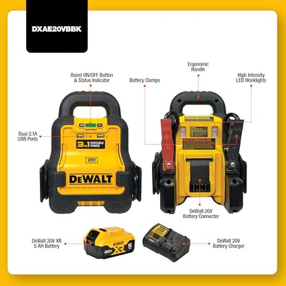 DeWalt DXAE20VBBK Portable Battery Booster for Cars - style: With Battery + Charger