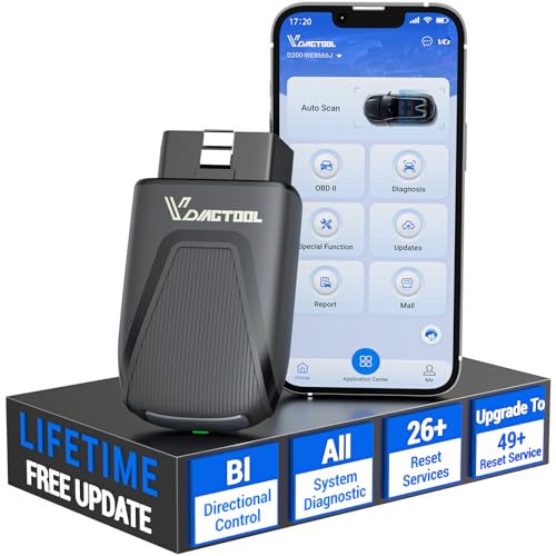 VDIAGTOOL D200 Bidirectional OBD2 Scanner, Bluetooth Car Diagnostic Scan Tool, Full System Diagnosis, 26 Resets (49+ Upgradeable), Lifetime Free Updates, CAN-FD & FCA AutoAuth for iOS & Android