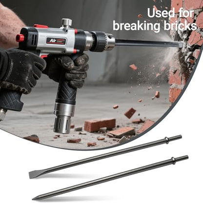 2 Pack 14" Air Hammer Bits Attachments,0.401 Inch Shank Chisel Bit Set,Cr-Mo Alloy Steel Punch (2 Pack 14") - size: 2 Pack 14"