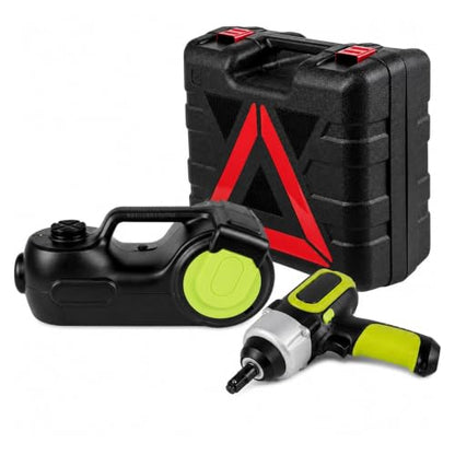 Hydraulic Jack, 5T 12V Electric Car Jack Kit with Impact Wrench | LED Light, Hydraulic Lift 13.5-36 Cm, Inflator Pump, LCD Display