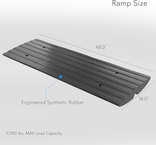 Pyle Car Driveway Adjustable Curb Ramps - 3 Pack Heavy Duty Rubber Threshold Ramp Kit Set -For Loading Dock, Garage, Sidewalk, Truck, Scooter, Bike, Motorcycle & Wheelchair Mobility- PCRBDR23 - size: 3-Pack