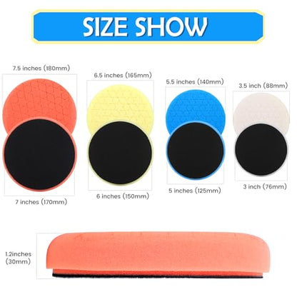 IPELY 6 Pcs 5 Inch Buffing Pads, Polishing Pads 5.5 Inch 140 mm Face for 5 Inch 125mm Base Plate Compounds, Buffer Pads for Polishing and Waxing - size: 5 Inch