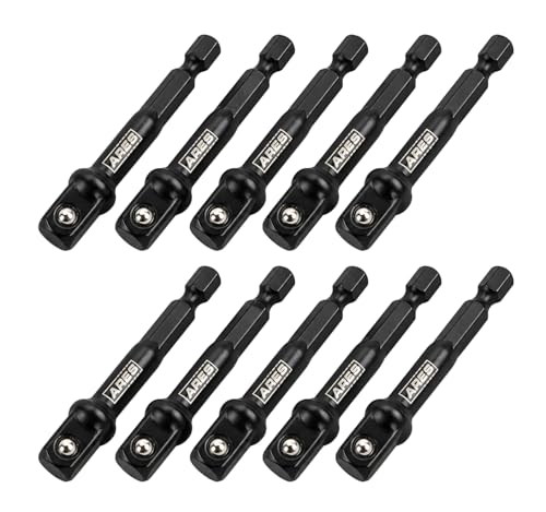 ARES 70387-10-Piece 3/8-Inch Drive 3-Inch Impact Grade Socket Adapter Set - Turns Impact Drill Drivers into High Speed Socket Drivers - size: 3/8-Inch Drive 3-Inch