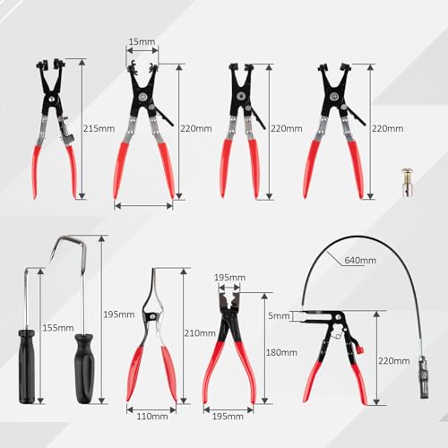9PCS Hose Clamp Pliers Set, Hose Clamp Removal Tool for Automotive | Flexible Removing Clamps Pliers Automotive for Coolant Radiator Heater and Water Hose